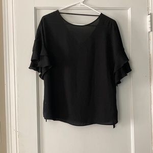Black flutter sleeve blouse